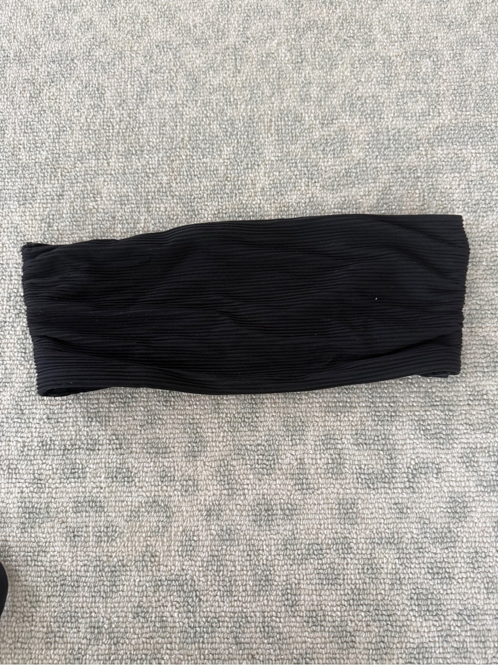Seafolly Black Ribbed Strapless Bandeau Bikini Top - Sleek Minimal